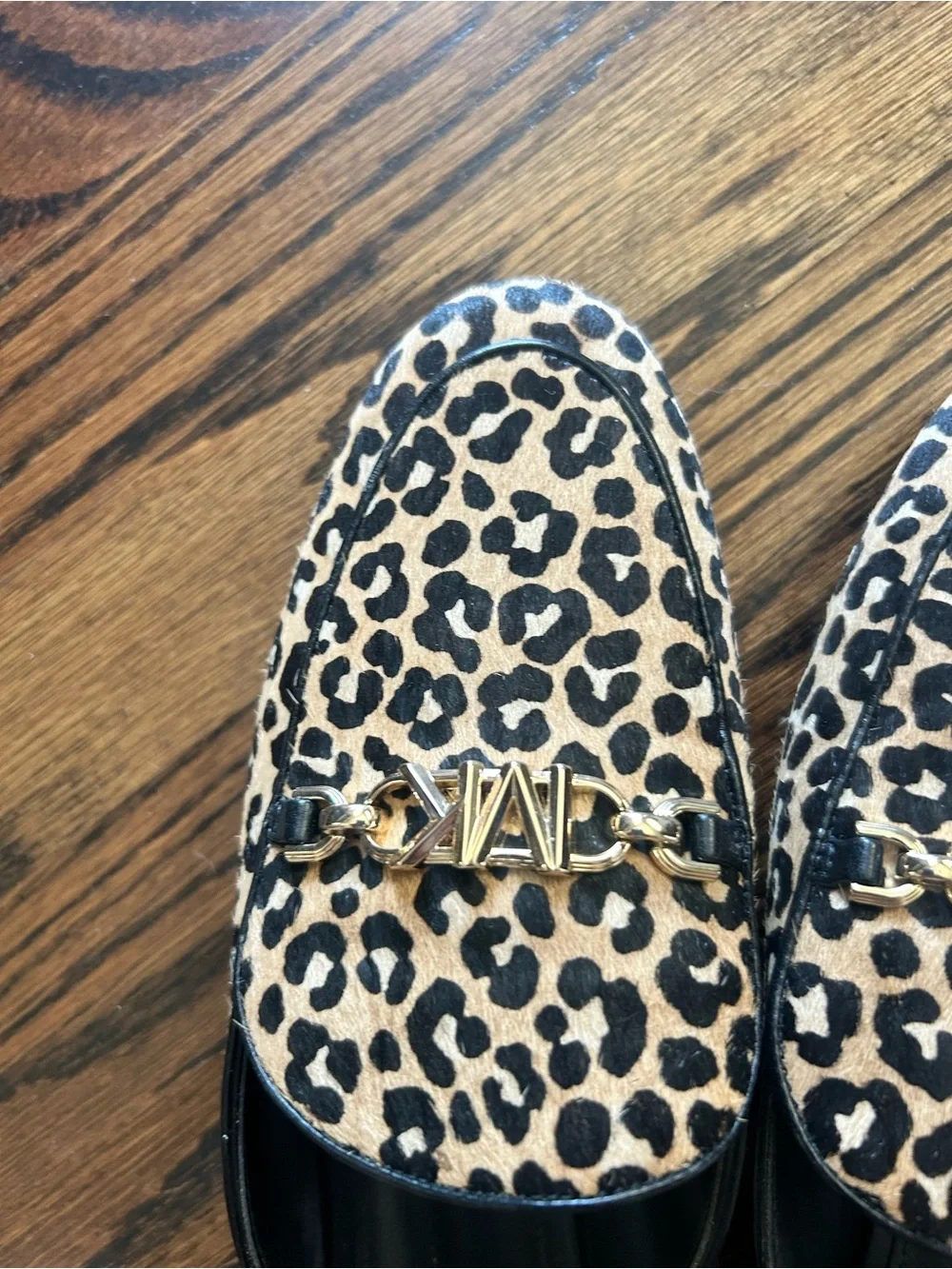Michael Kors Leopard-Print Mule with Gold Chain Accent - Tan/Black